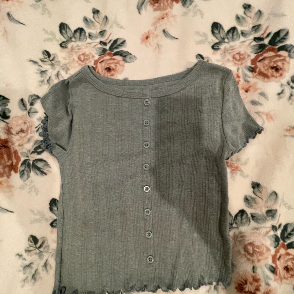 Wonder Nation Gray Short Sleeve Tee with Ribbed Texture